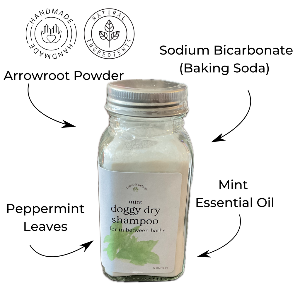 Mint Dry Dog Shampoo: Natural Waterless Grooming Powder (6 ounce)