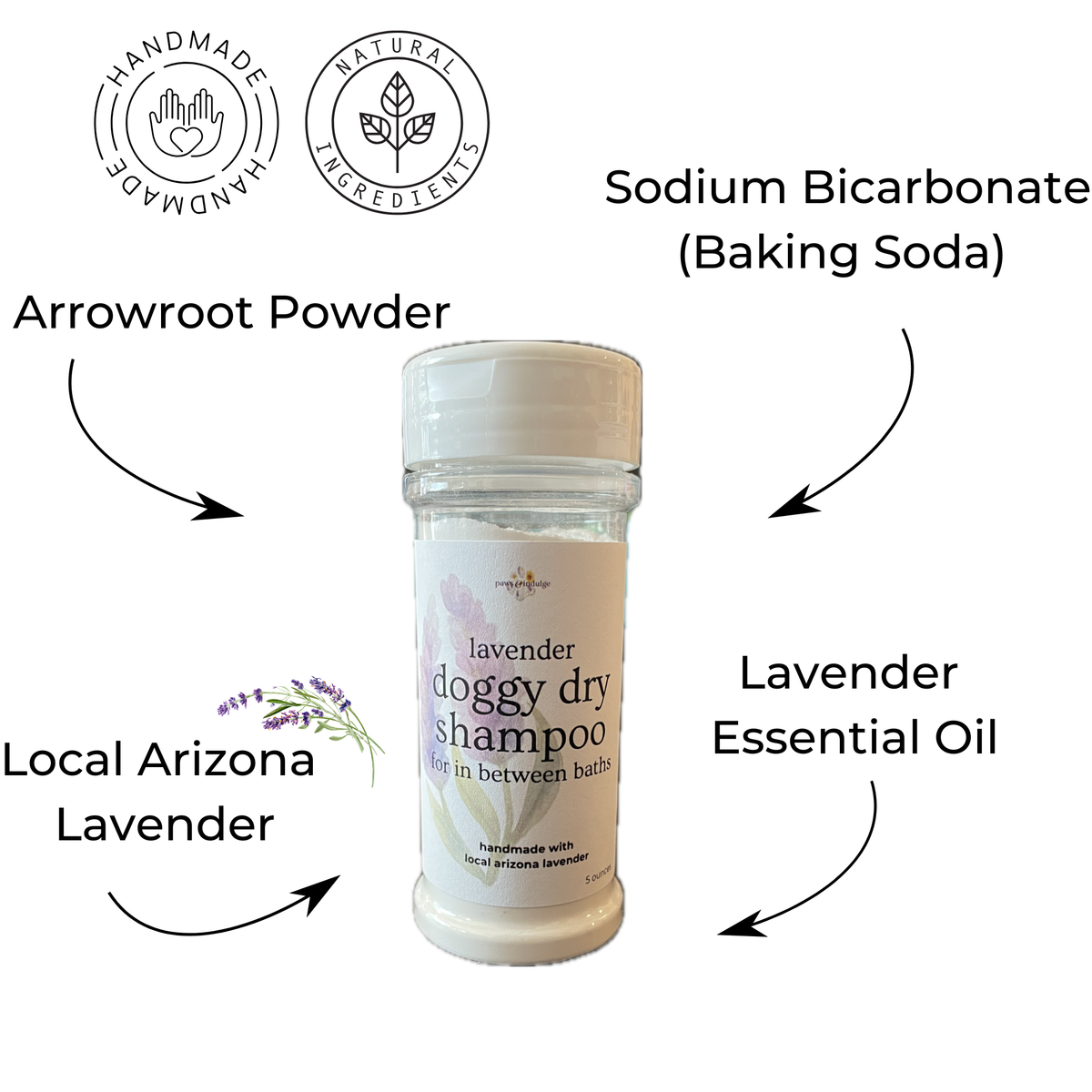 Lavender Dry Dog Shampoo: Gentle Waterless Cleaner for Sensitive Skin (6 ounce)