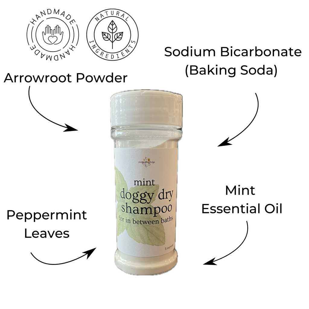 Mint Dry Dog Shampoo: Natural Waterless Grooming Powder (6 ounce)