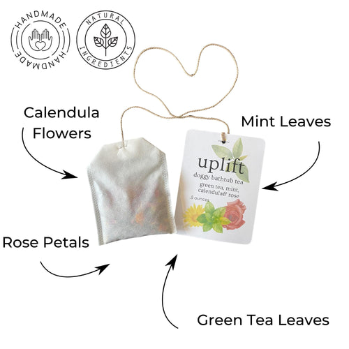 Botanical Dog Tub Tea | Mint, Rose & Calendula Bath Soak