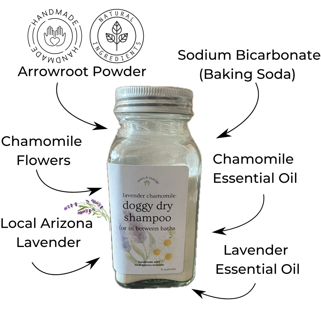 Lavender Chamomile Dry Dog Shampoo: Calming Waterless Dog Wash (6 ounce)