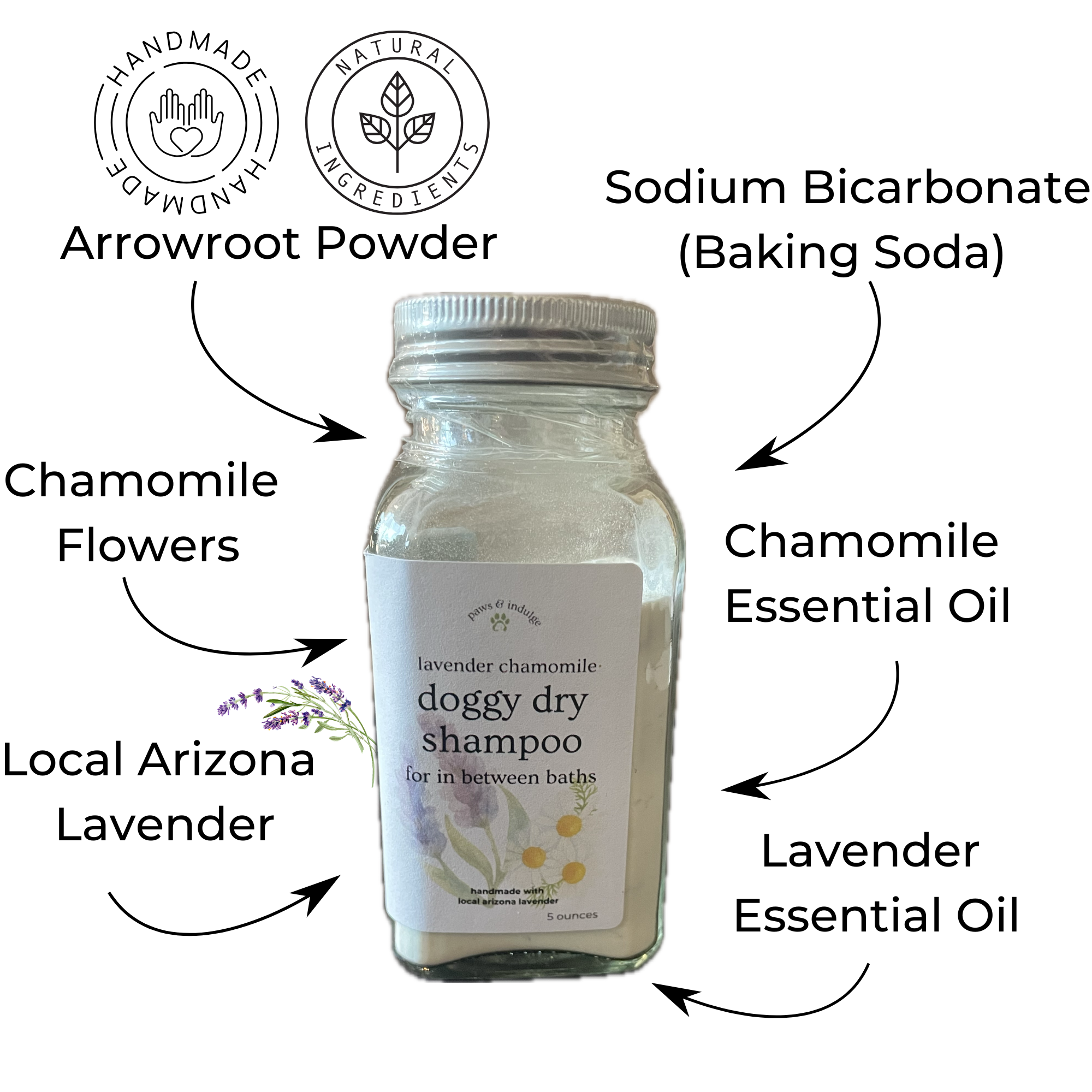 Lavender Chamomile Dry Dog Shampoo: Calming Waterless Dog Wash (6 ounce)