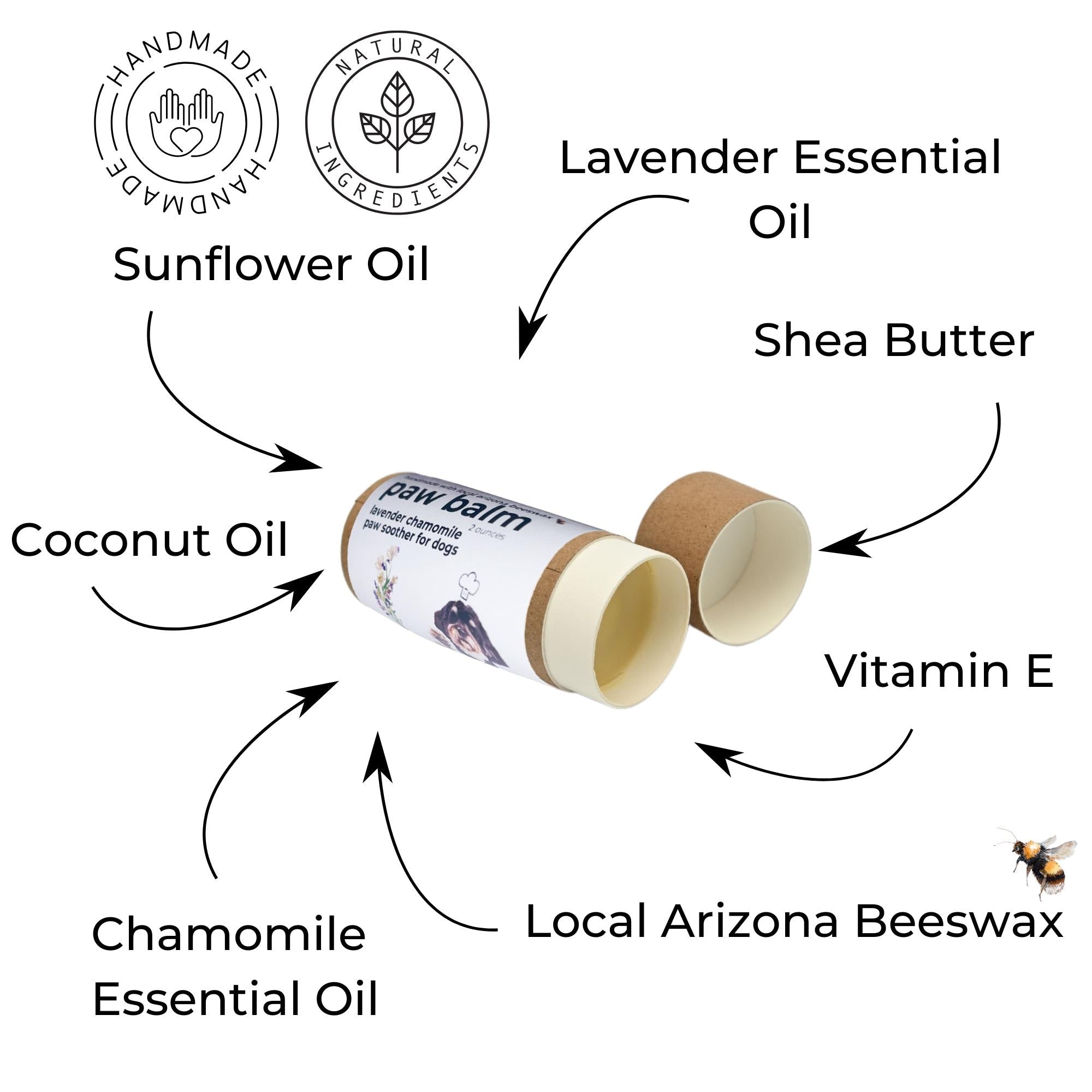 Lavender Chamomile Dog Paw Balm: Beeswax Soother in Cardboard Tube