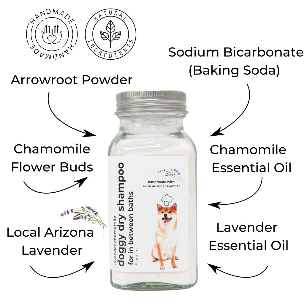 Lavender Chamomile Dry Dog Shampoo: Natural Waterless Grooming (6 ounce)