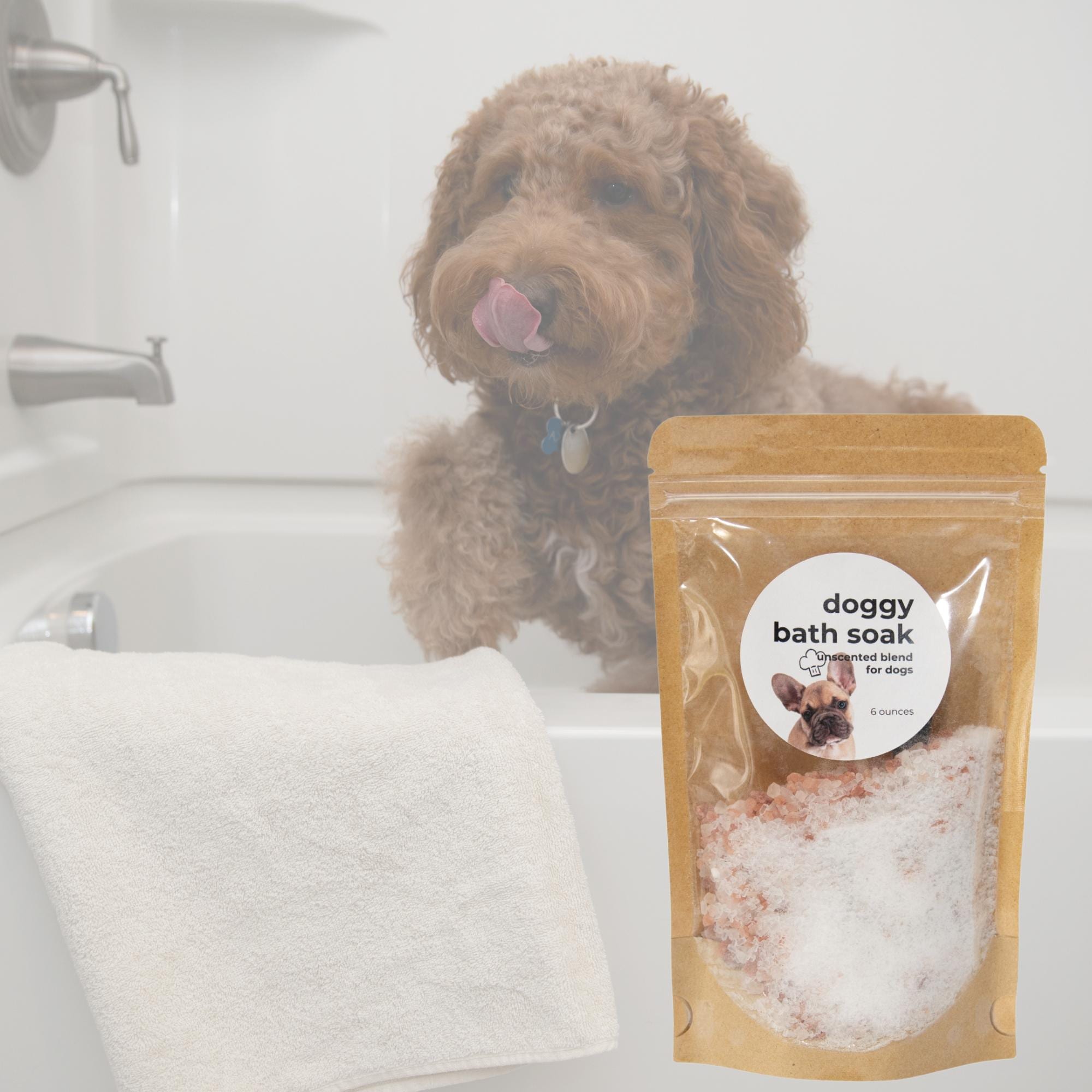 Unscented Dog Bath Soaking Salts: Natural Spa for Sensitive Skin (6 Ounces)