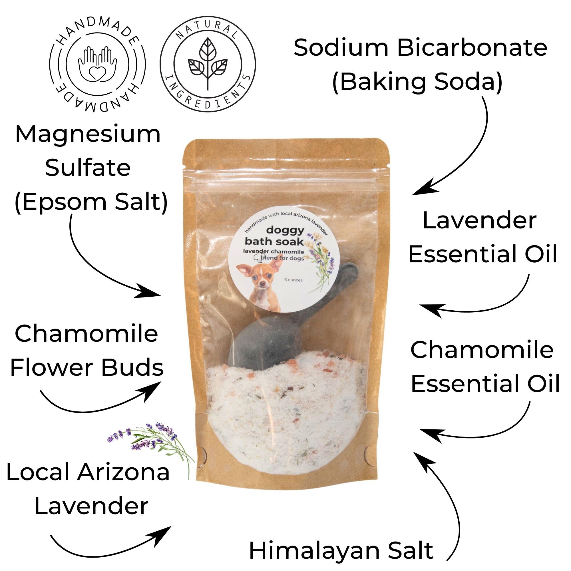 Lavender Chamomile Dog Bath Soak: Calming Aromatherapy Spa Treatment (6 ounces)