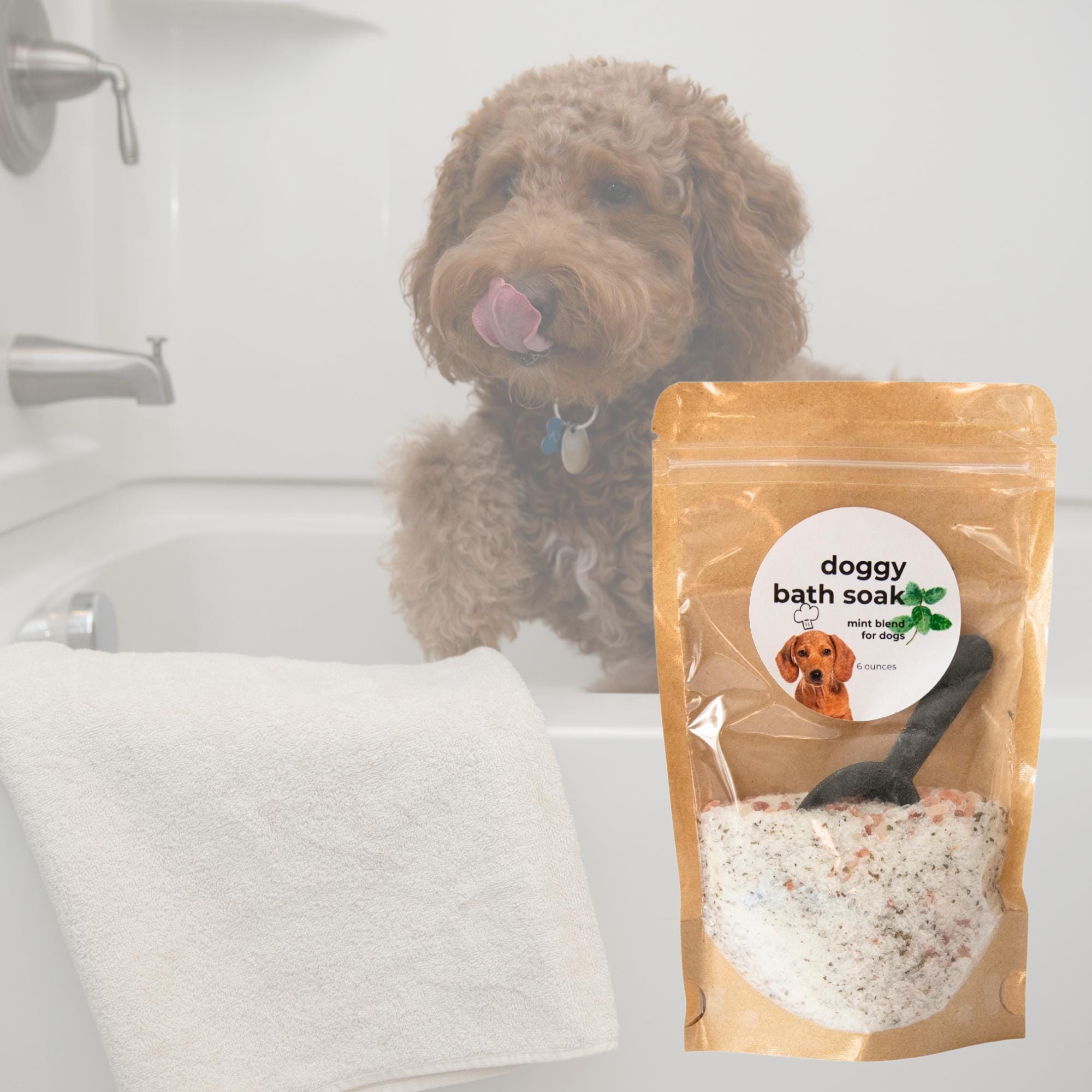 Refreshing Mint Dog Bath Soaking Salts | Cooling & Cleansing Spa Treatment for Dogs | 6 ounces