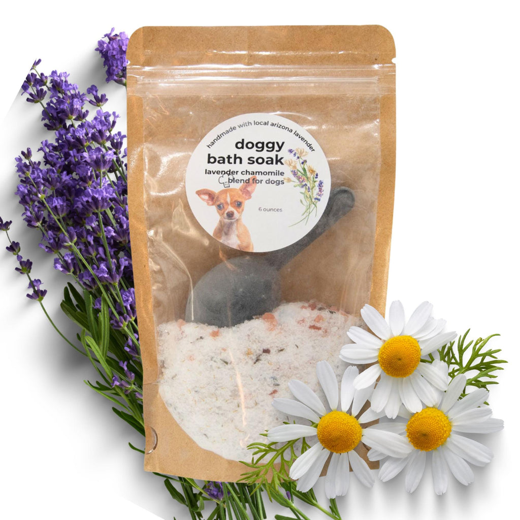 Lavender Chamomile Dog Bath Soak: Calming Aromatherapy, Relaxed Pups (6 ounces)
