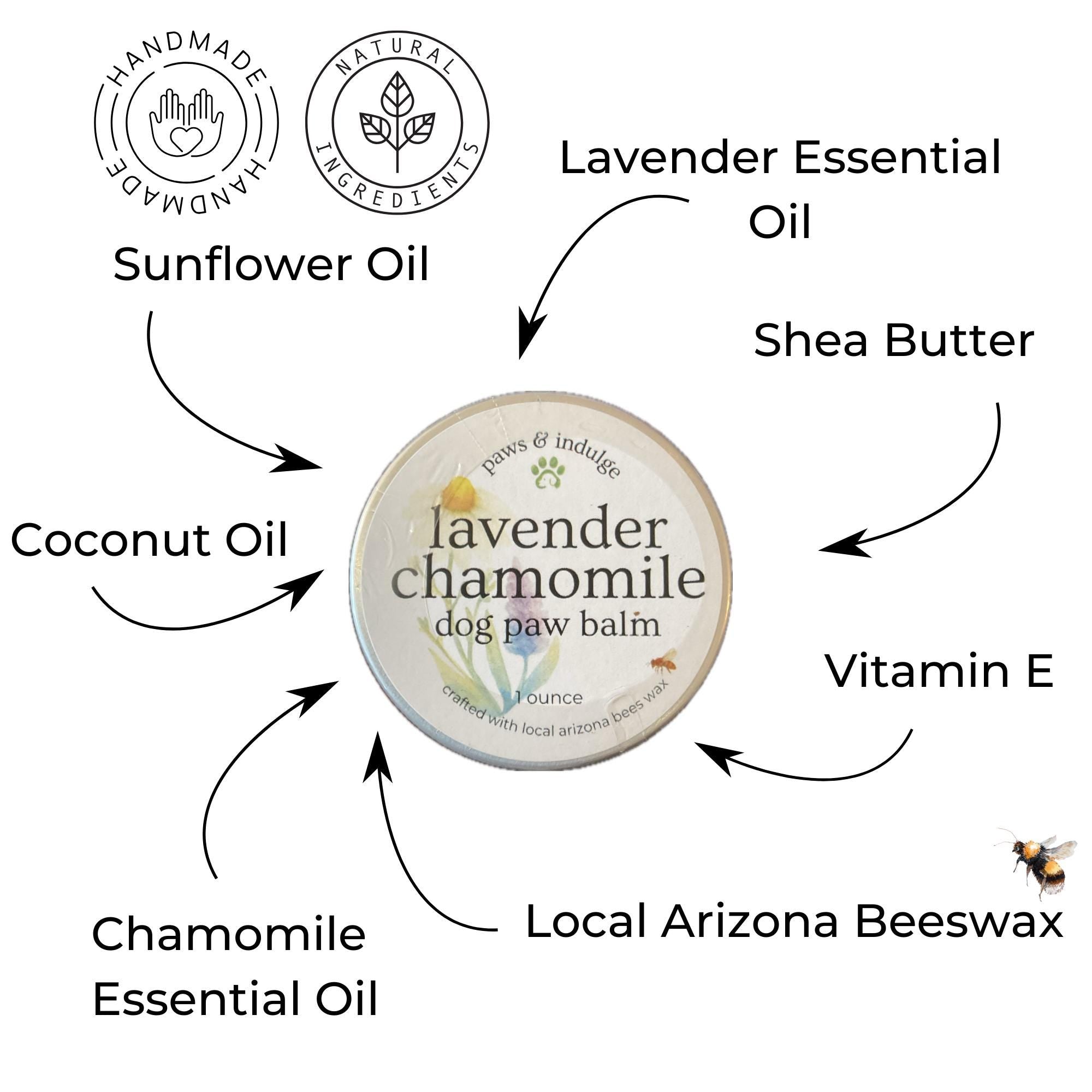 Lavender Chamomile Dog Paw Balm: Handcrafted with Beeswax (1 oz)