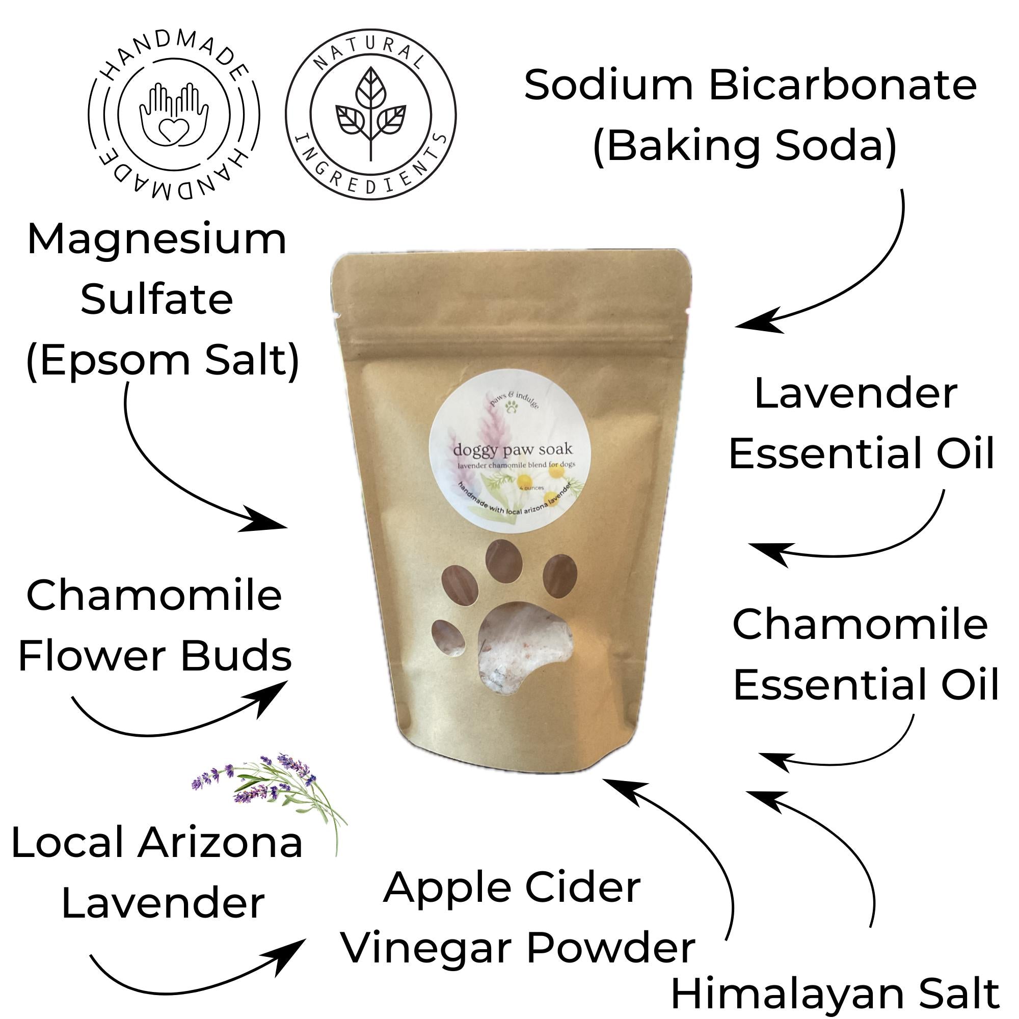 Lavender Chamomile Paw Soak – Soothing Relief with Epsom & Himalayan Salt - 4 ounces