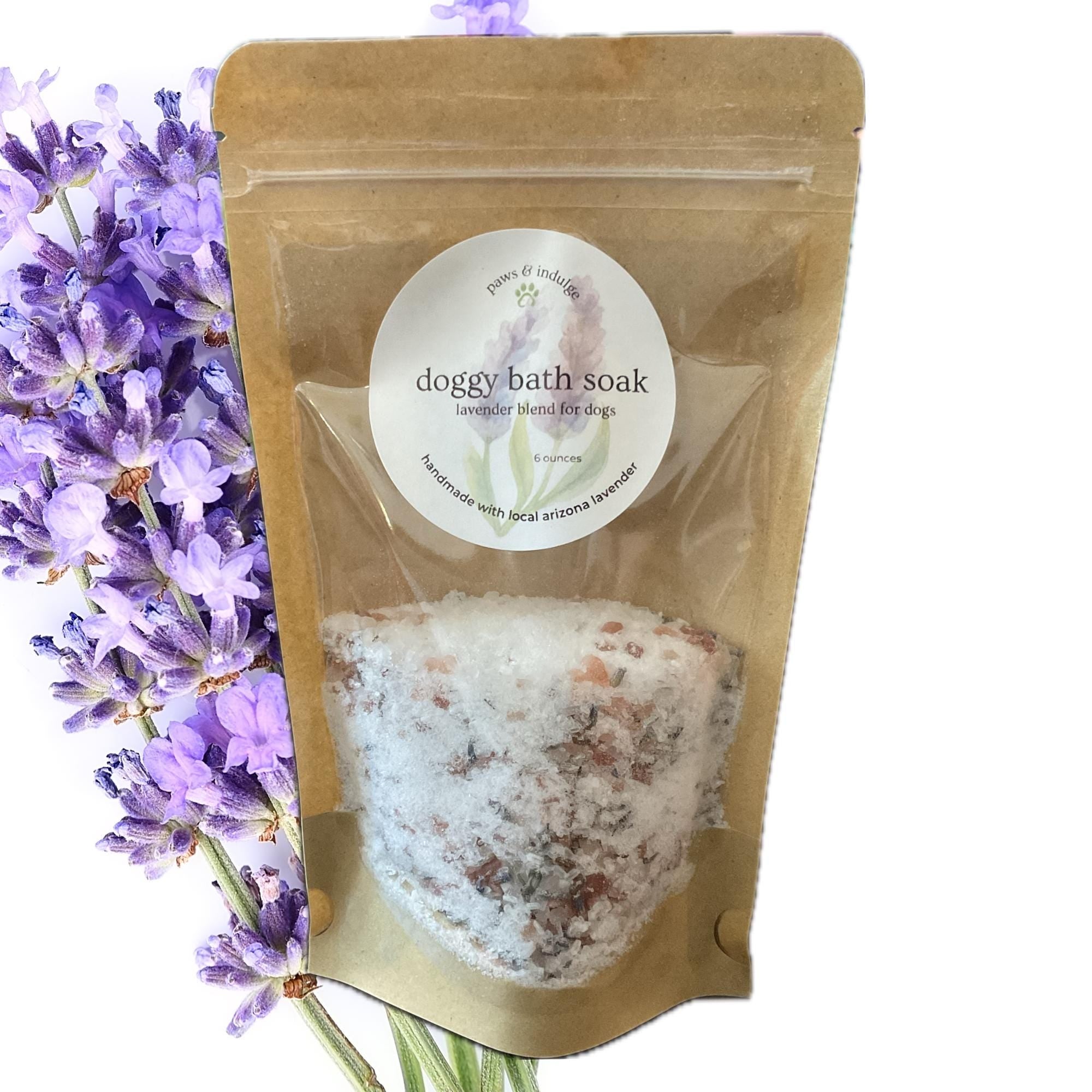 Lavender Dog Bath Soaking Salts: Calming Aromatherapy Soak (6 ounces)