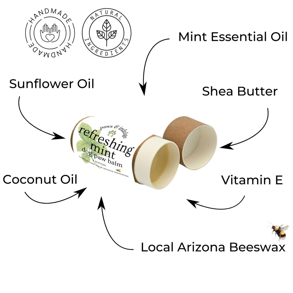 Mint Dog Paw Balm: Natural Beeswax Protection - 2 oz