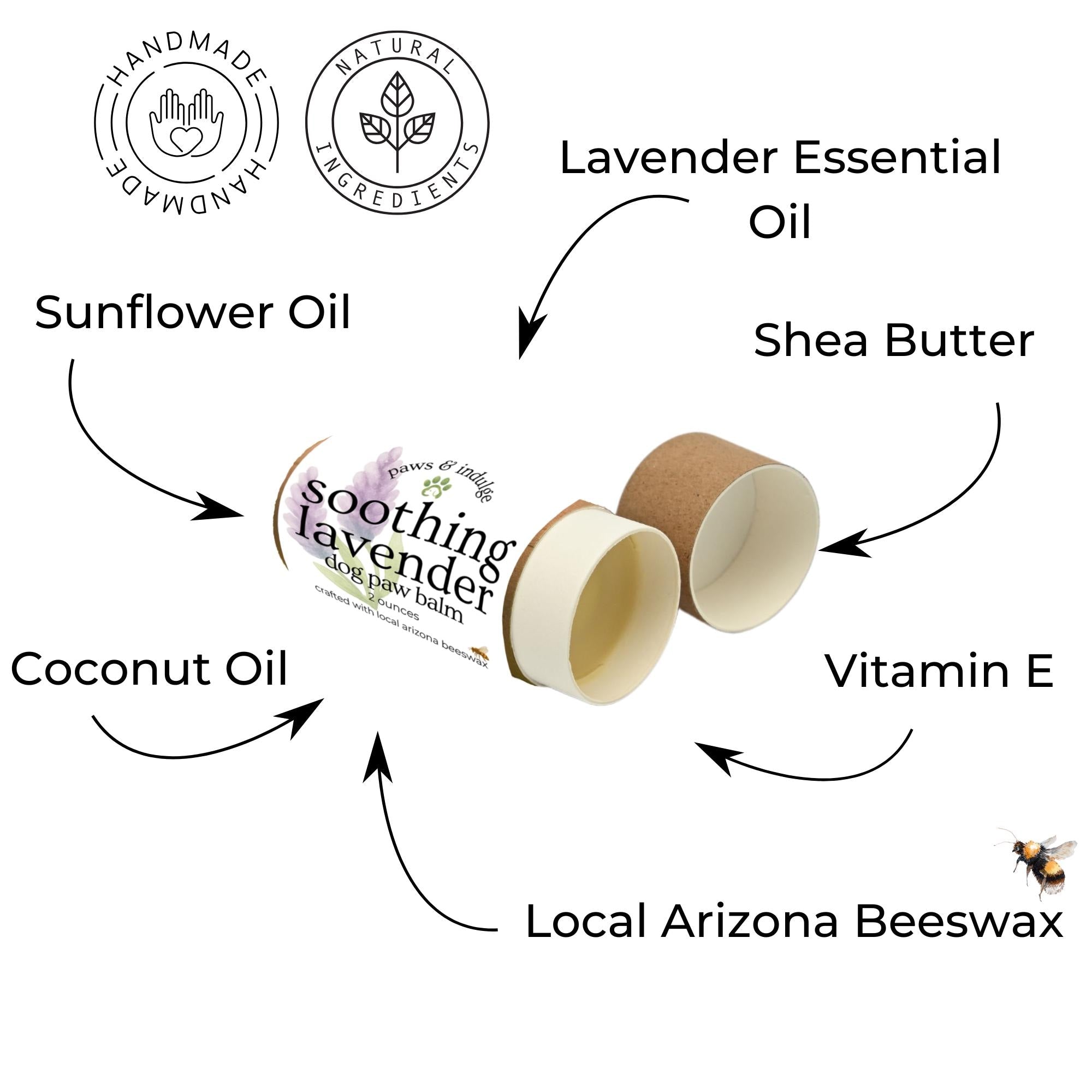 Lavender Dog Paw Balm: Natural Moisturizing Protection (2 oz Cardboard Tube)