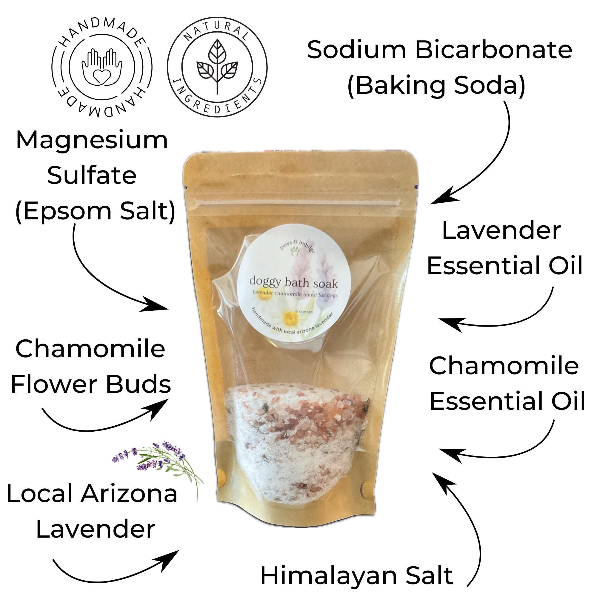 Lavender Chamomile Dog Bath Soak: Calming Aromatherapy, Relaxed Pups (6 ounces)