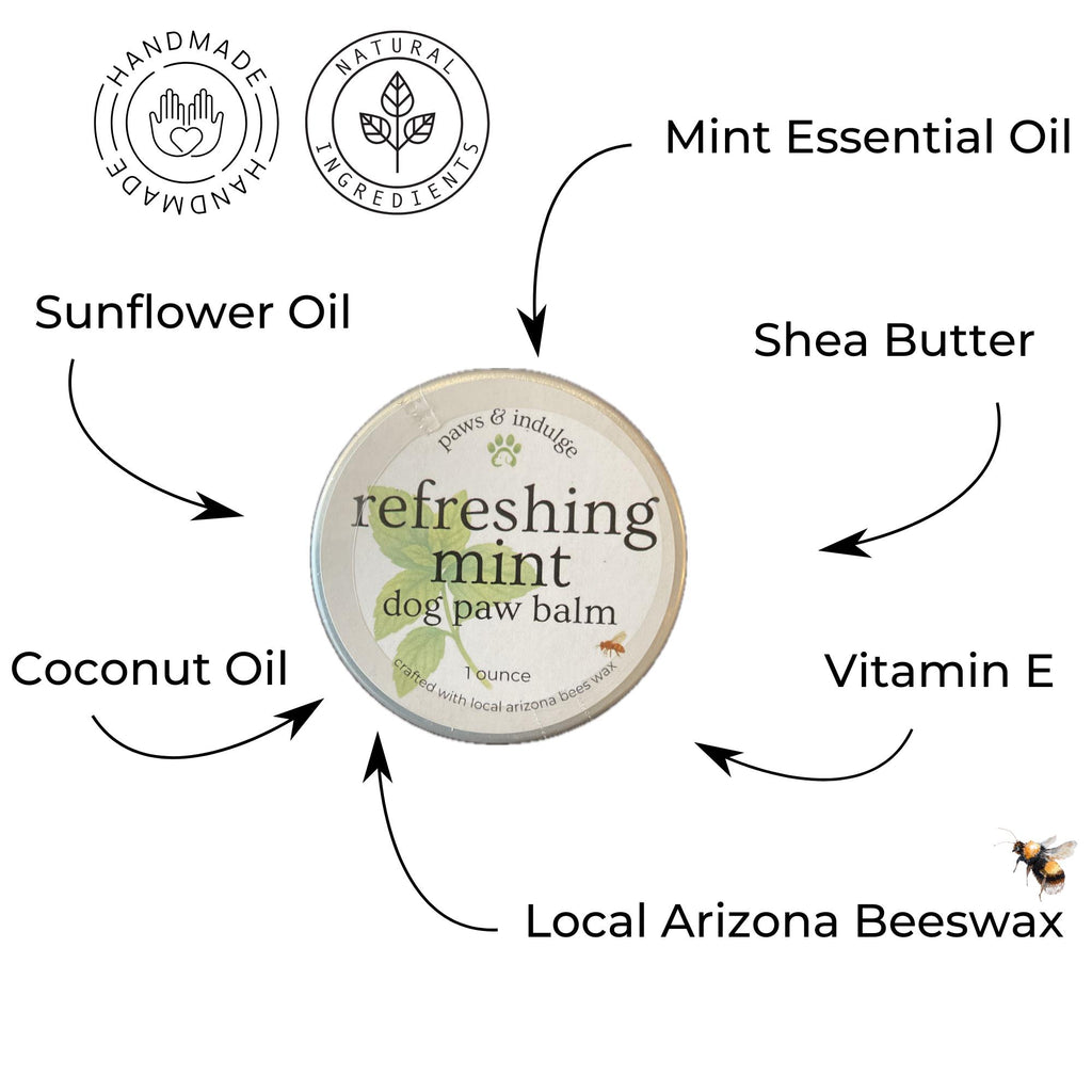 Mint Dog Paw Balm: Handcrafted with Beeswax & Vitamin E (1 oz. tin)