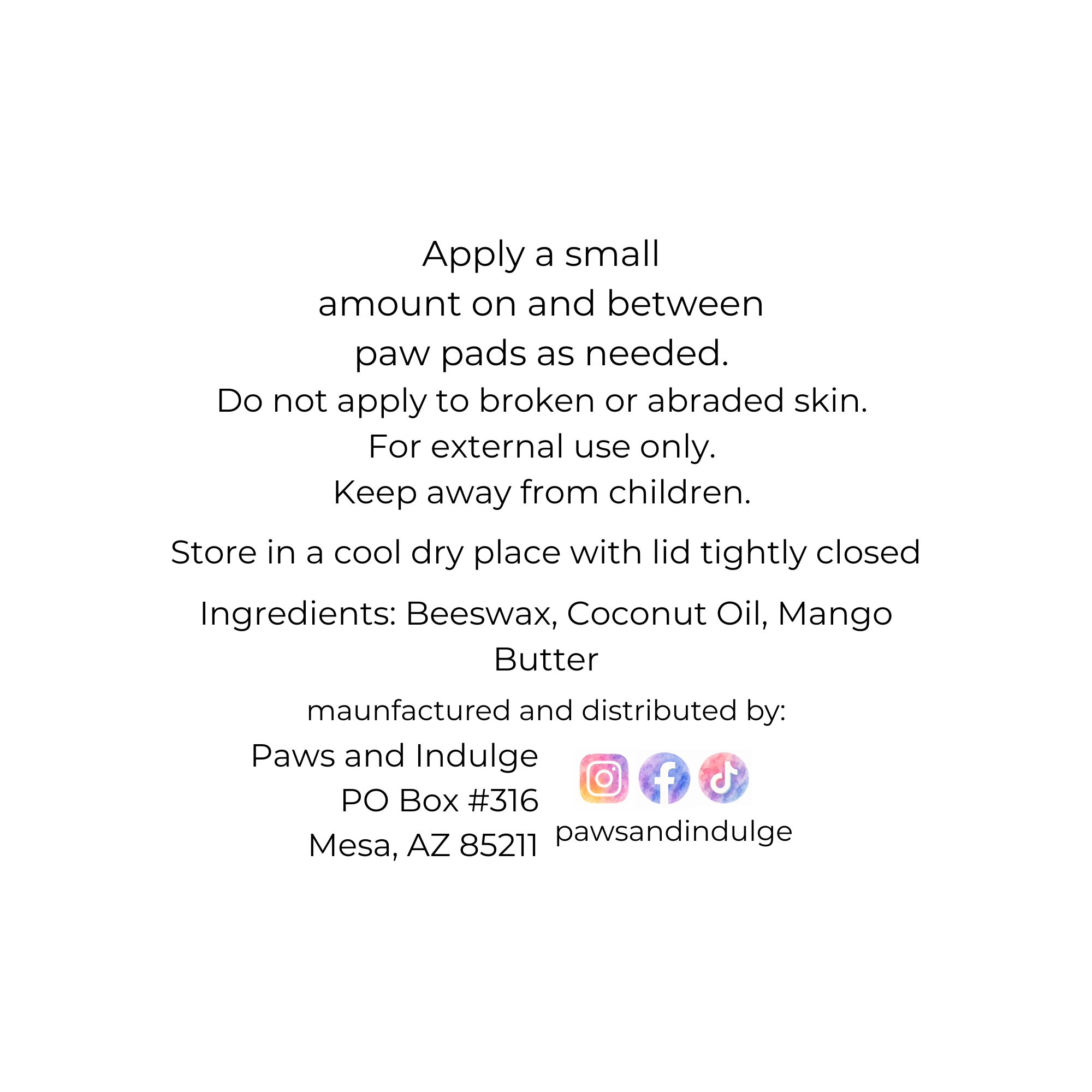 Moisturizing Dog Paw Balm in Metal Tin | 3-Ingredient Formula | Small-Batch